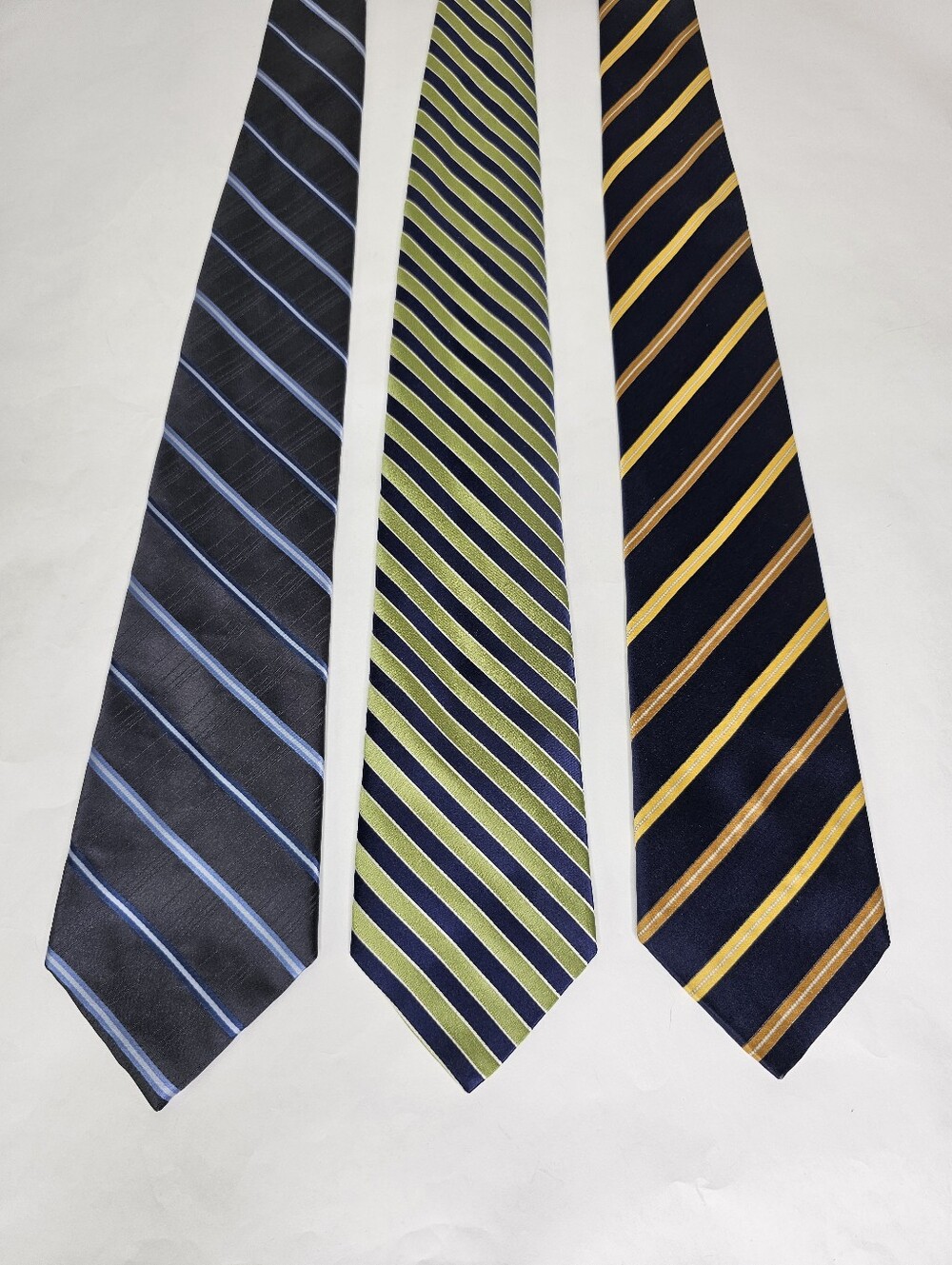 Bundle of 3 Striped 100% Silk Ties Preppy Dark Academia Classic Neckties
